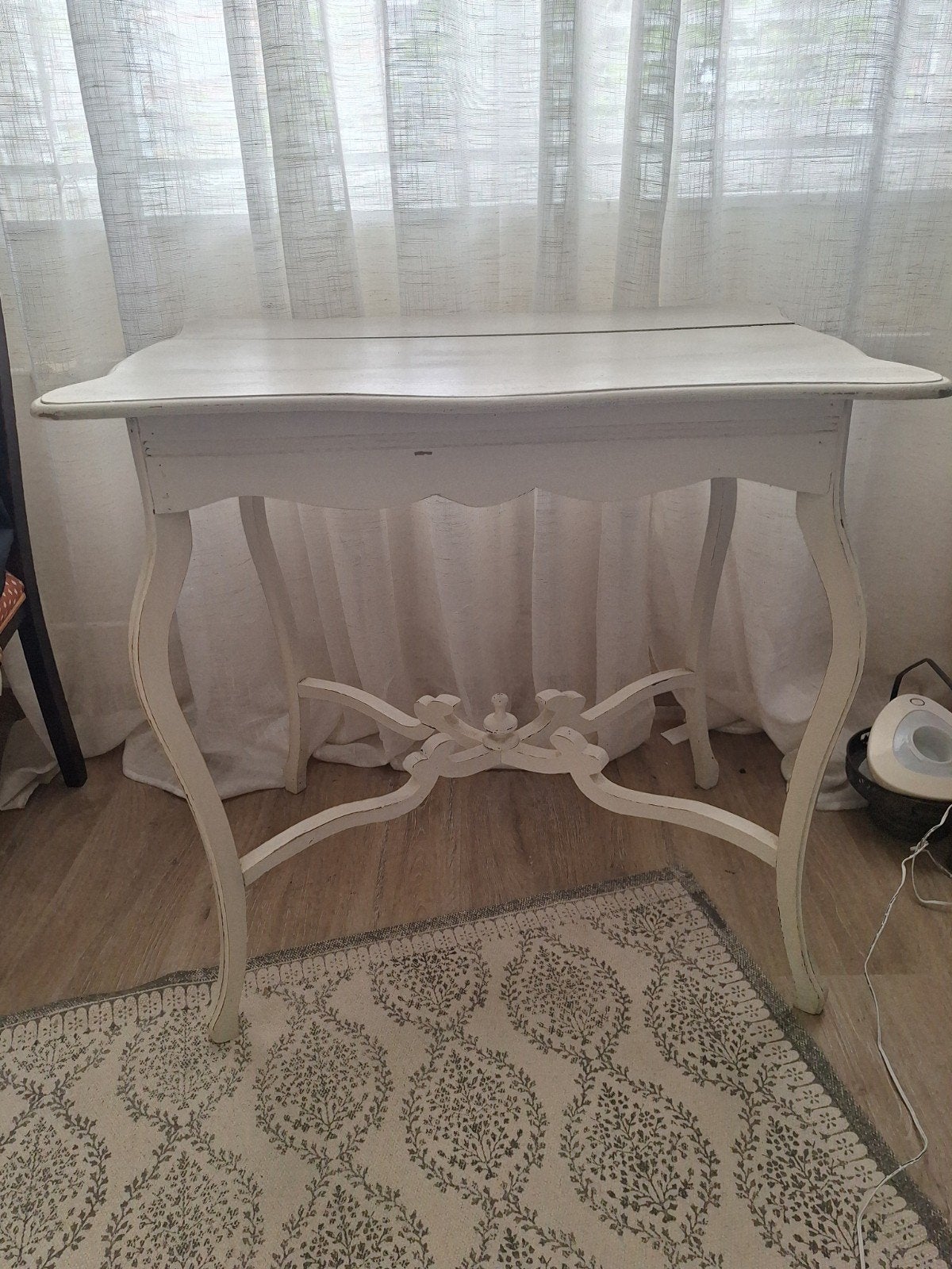 Tafeltje ooit op franse brocante gekocht., Ophalen, 25 tot 50 cm, Rechthoekig, 50 tot 100 cm