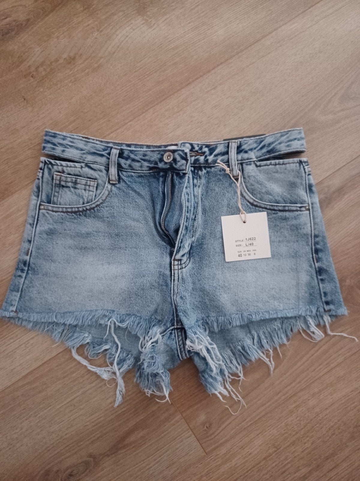 Nieuwe korte spijkerbroek maat L (valt als M), Maat 38/40 (M), Kort, Blauw, Nieuw