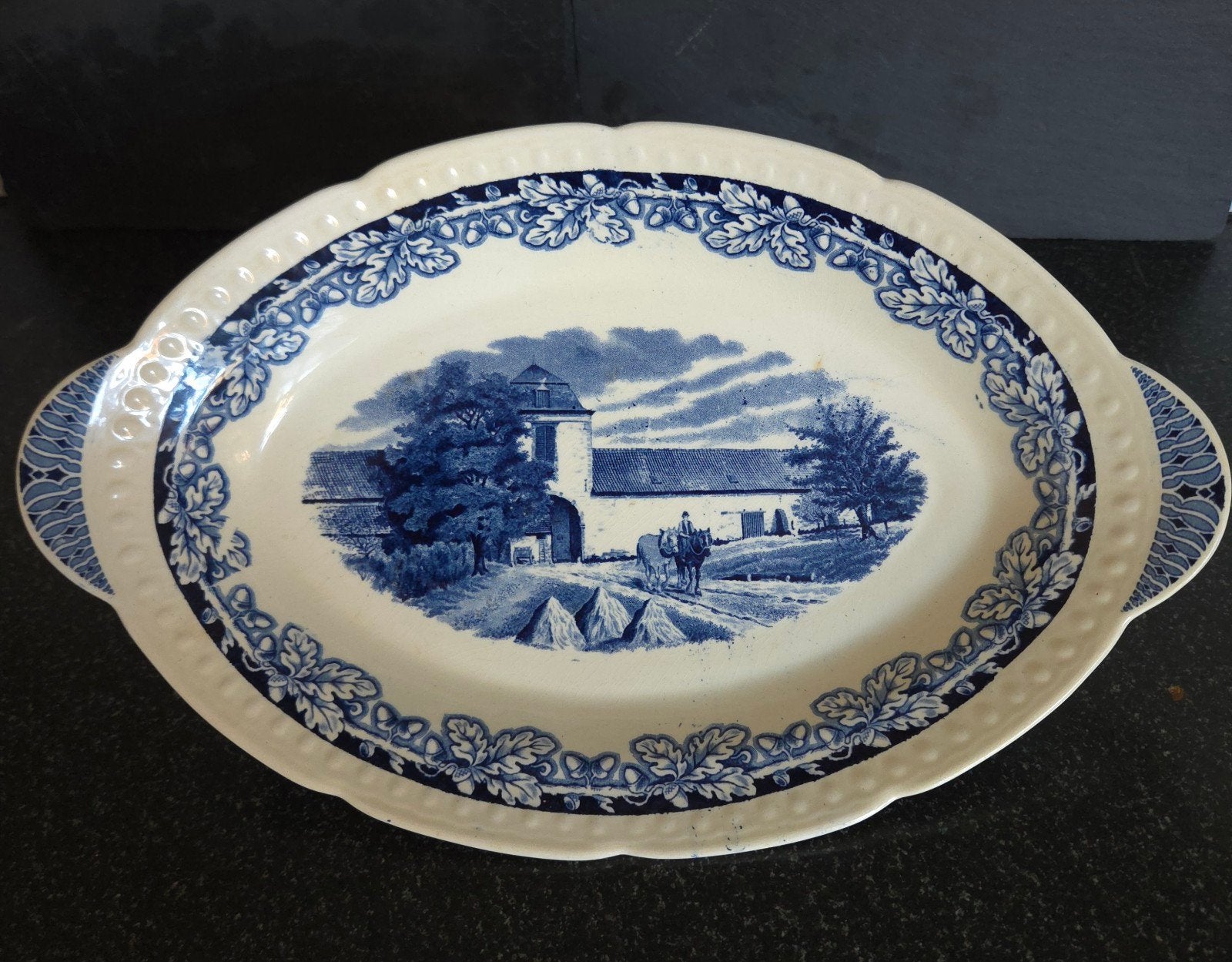 Societe Ceramique broodschaal Boerenhoeve Blauw, Ophalen of Verzenden