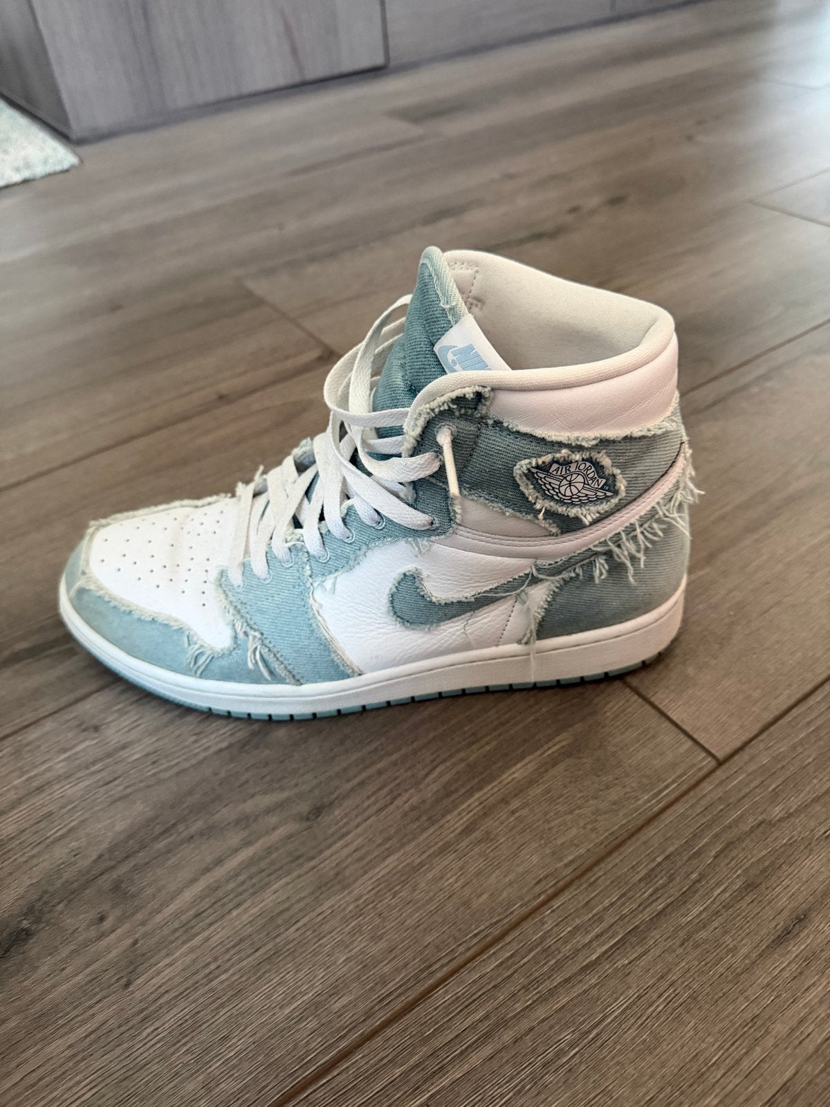 Nike Air Jordan 1 High OG Washed Denim - Maat 43, Ophalen of Verzenden, Zo goed als nieuw, Blauw, Sneakers of Gympen