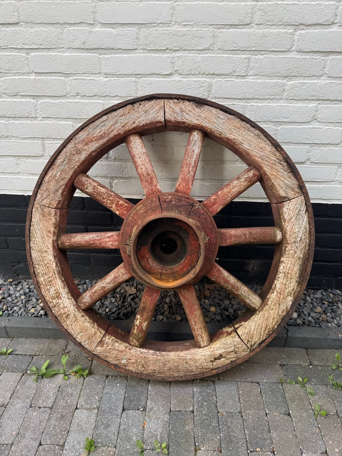 2 Antiek houten wagenwielen - Decoratief object, Ophalen