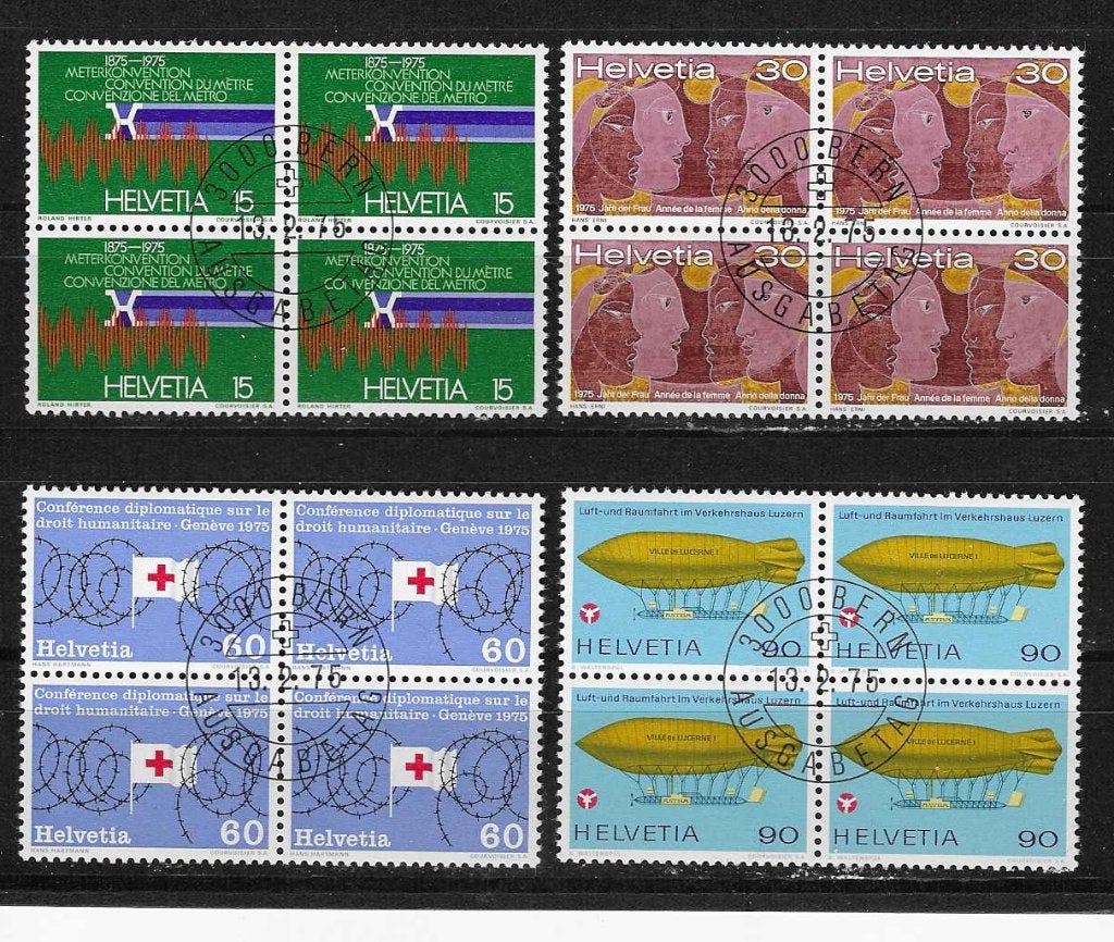 Zwitserland 1046-1049 blok van 4, Postzegels en Munten, Postzegels | Europa | Zwitserland, Ophalen of Verzenden, Gestempeld