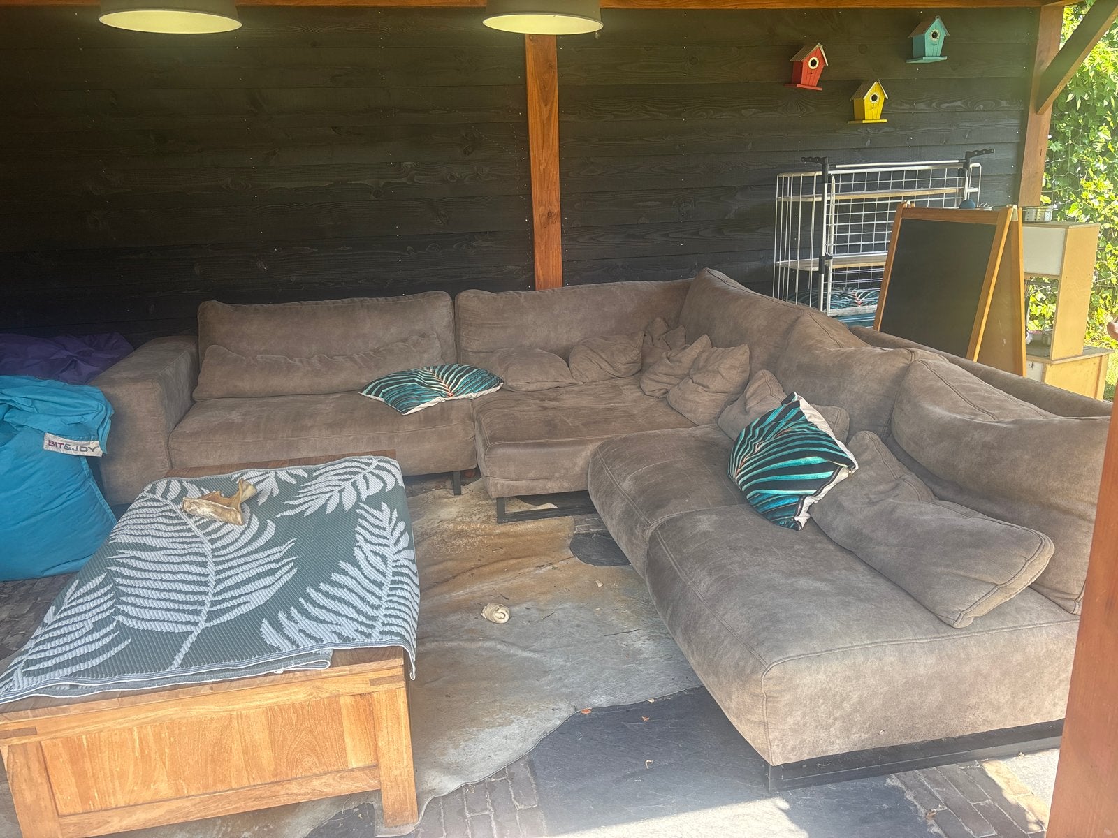 Grote comfortabele hoekbank, bruin, Ophalen, Gebruikt, 100 tot 125 cm, Hoekbank