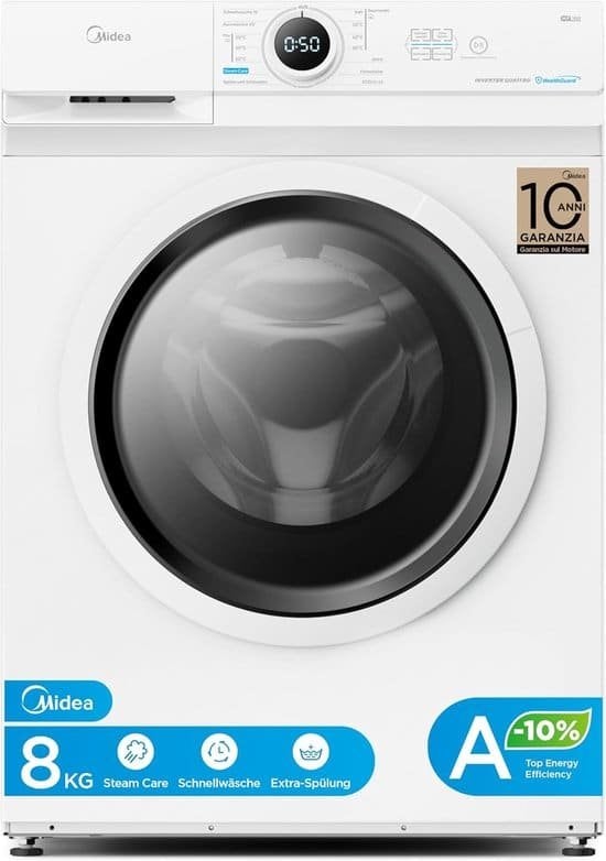 Midea Wasmachine MF10EW80BA10 - 8 kg - Energielabel A, Triple J Online, Info@triplejonline.nl, De Spinnekop 9