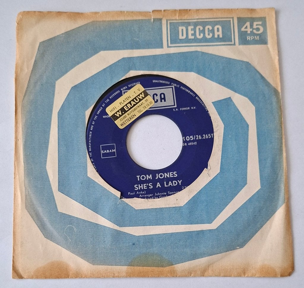 Tom Jones - She's a lady, Ophalen of Verzenden, Gebruikt, Pop, Overige typen