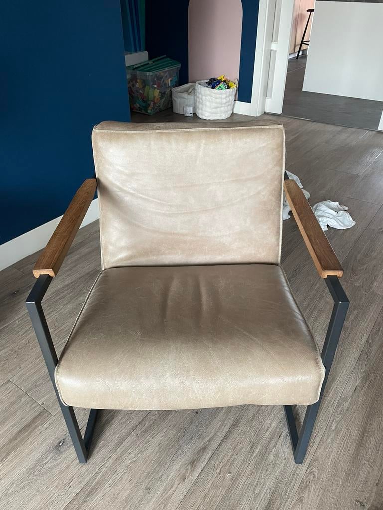 Leren stoel, Huis en Inrichting, Fauteuils, Ophalen, Gebruikt, 75 tot 100 cm, Leer