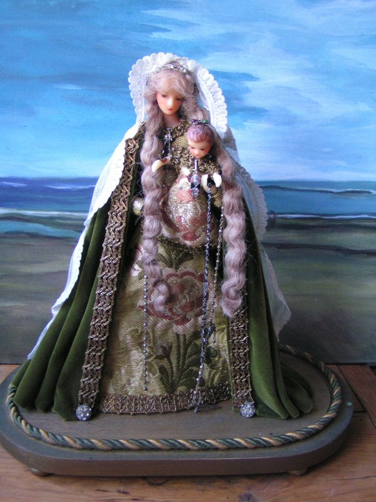 Maria op houten onderbord van stolp nr WW 629, Antiek en Kunst, Antiek | Religie, Verzenden