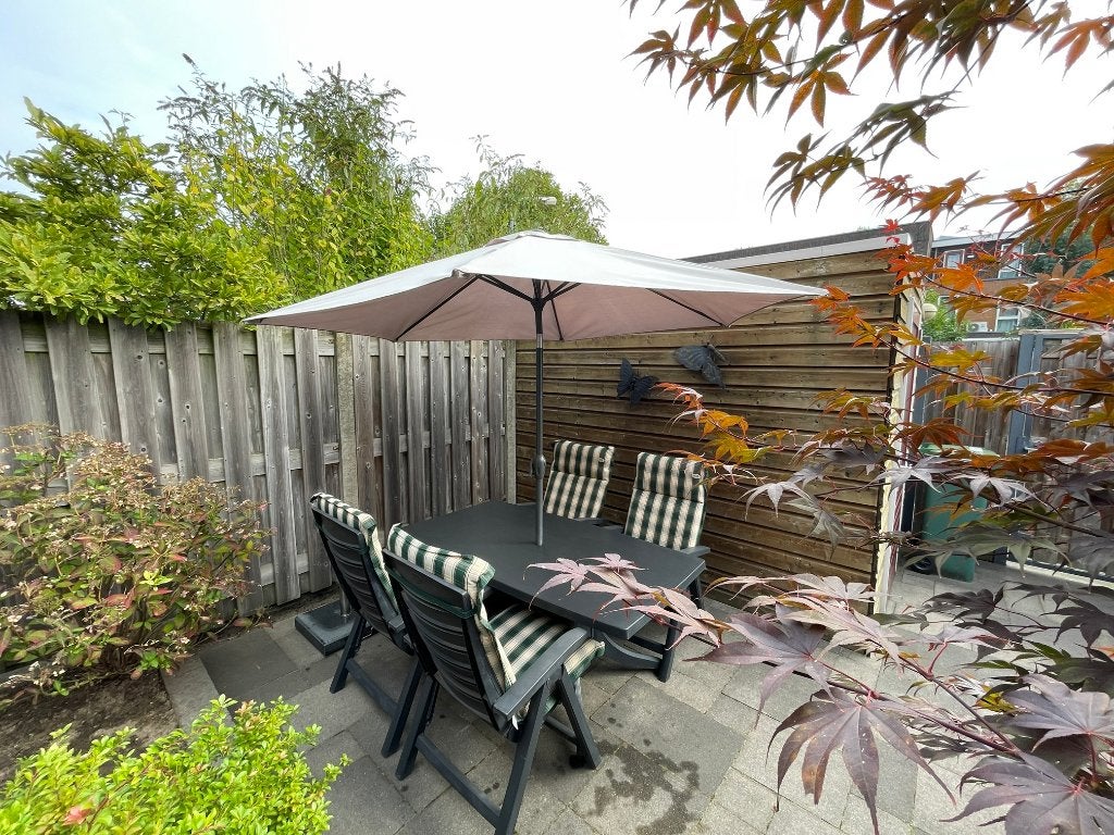 Hartman tuinset met parasol, Tuin en Terras, Ophalen, Gebruikt, Kunststof, Inklapbaar