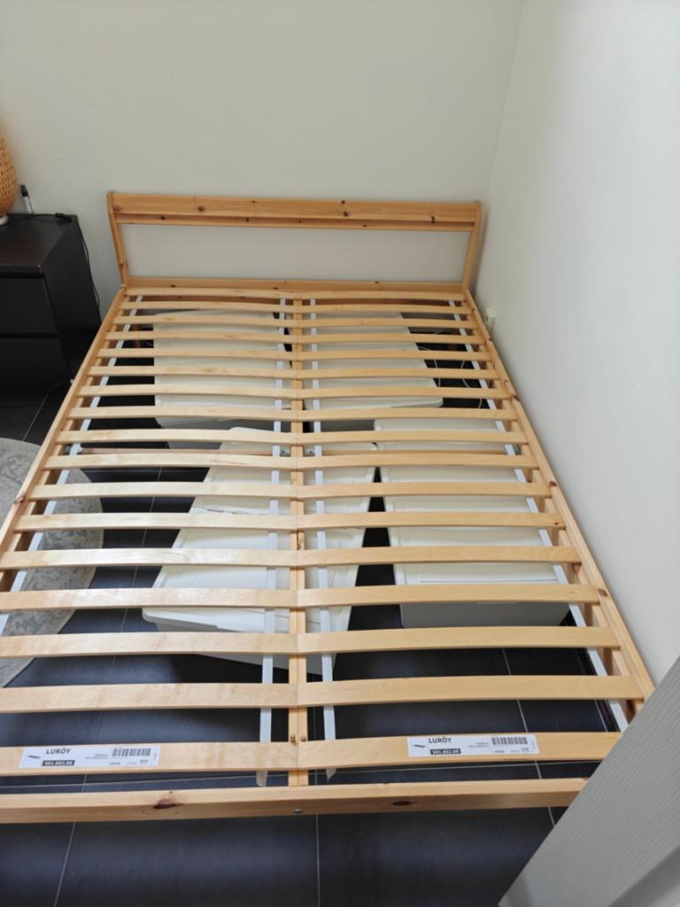 Ikea Neiden bedframe 140 x 200 met matras, Huis en Inrichting, Ophalen, Gebruikt, Wit, Tweepersoons
