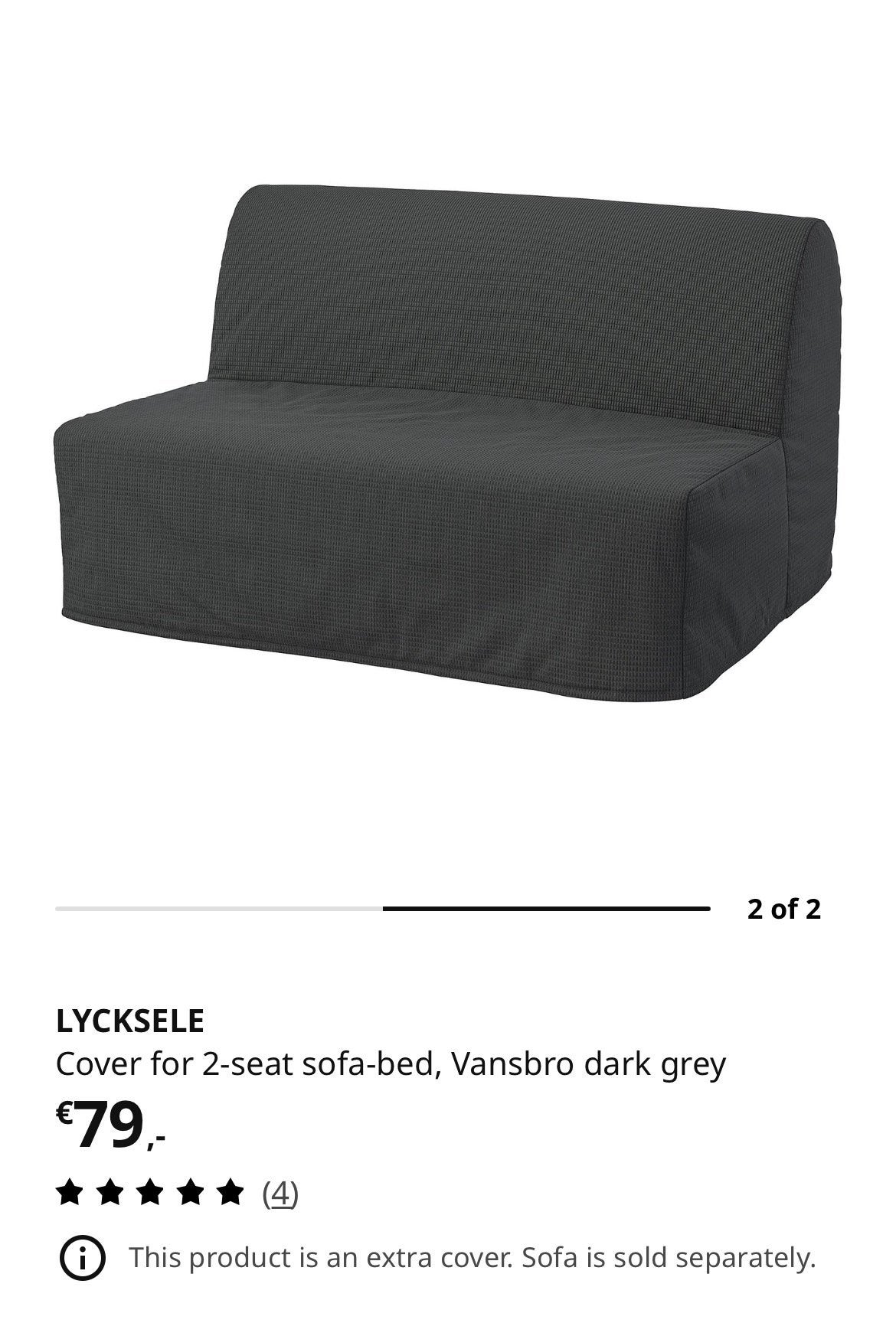 Cover LYCKSELE Ikea sofa bed, Ophalen, Zo goed als nieuw, Tweepersoons