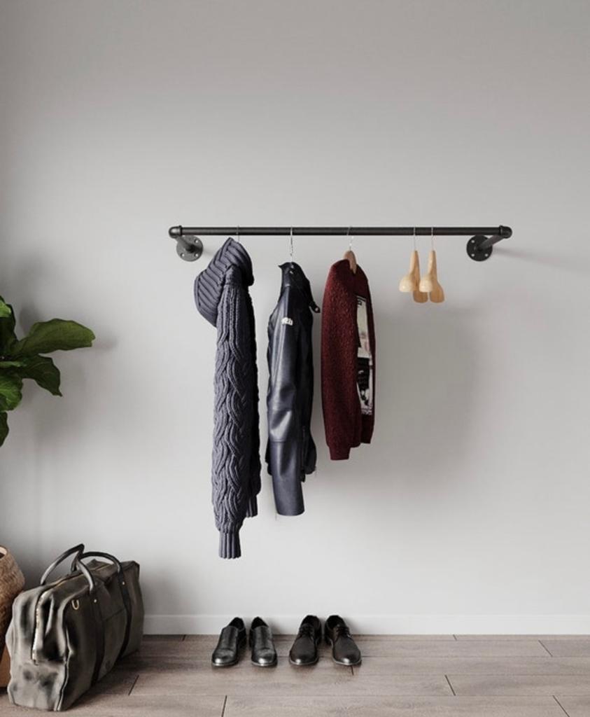 Industriële kledingstang / wand kledingrek zwart 2st, Zo goed als nieuw, Minder dan 100 cm, Metaal, Ophalen