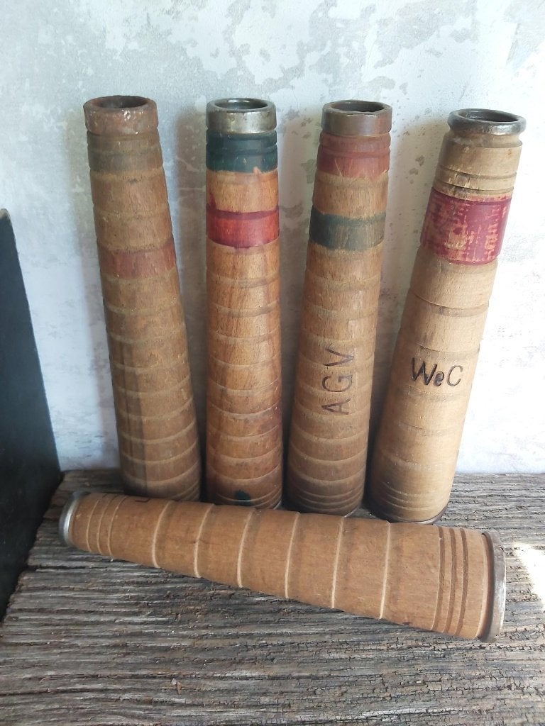 Stoere houten (fabrieks) klossen met metalen rand, Ophalen of Verzenden