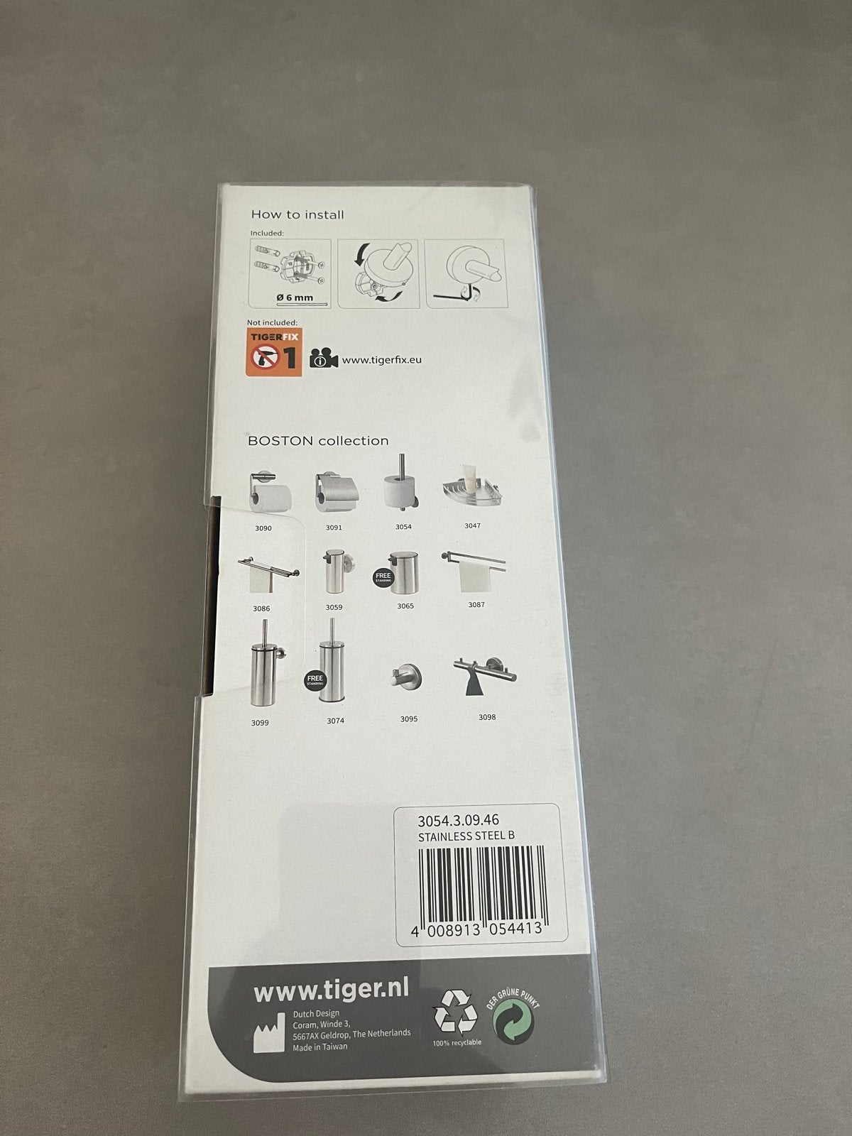 Tiger Boston Toiletrolhouder RVS Geborsteld, Ophalen, Nieuw, Zilver, Toilet-accessoire