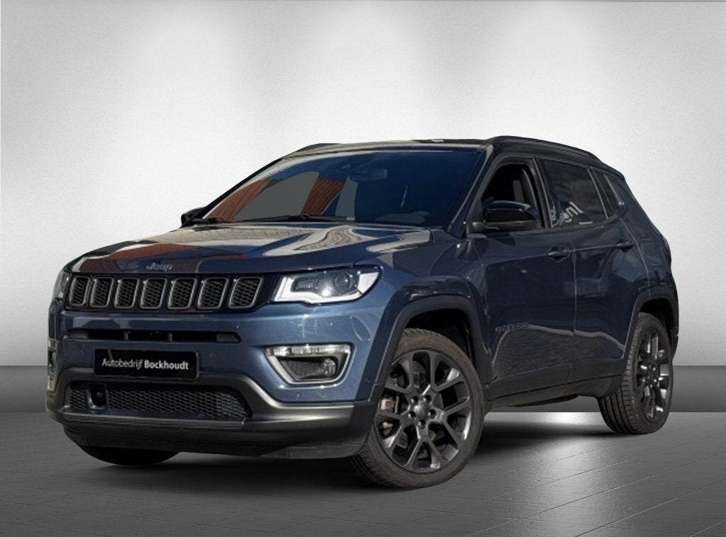 Jeep Compass 4XE 240 Hybrid S | Navigatie | Camera | Leder |, Auto's, Automaat, Zwart, 4 cilinders, Blauw