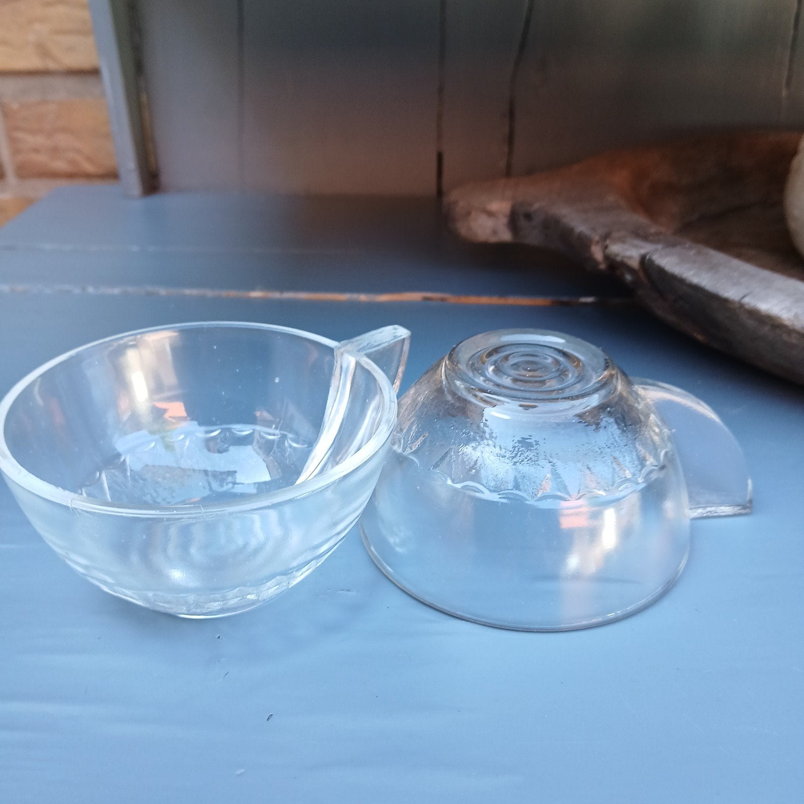 Set van 2 vintage glazen kopjes, Antiek en Kunst, Ophalen of Verzenden