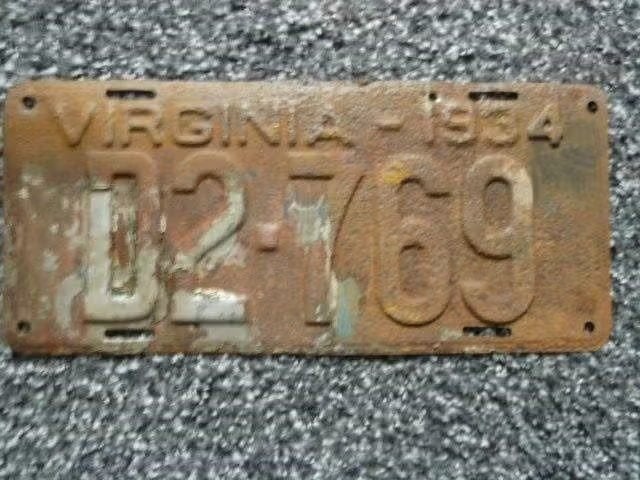 Kentekenplaat licenseplate Virginia 1934 USA, Verzenden, Gebruikt, Auto's