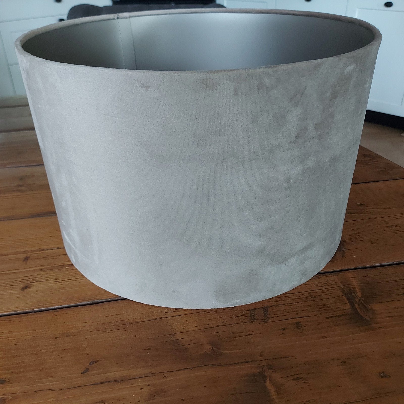 Velvet lampenkap taupe 40x40 H26, Ophalen, Zo goed als nieuw, Bruin, Rond