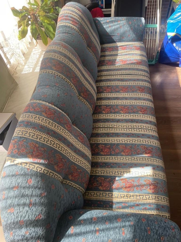 Mooie Bankstel  / Slaapbank, Ophalen, Blauw, Tweepersoons, Zo goed als nieuw