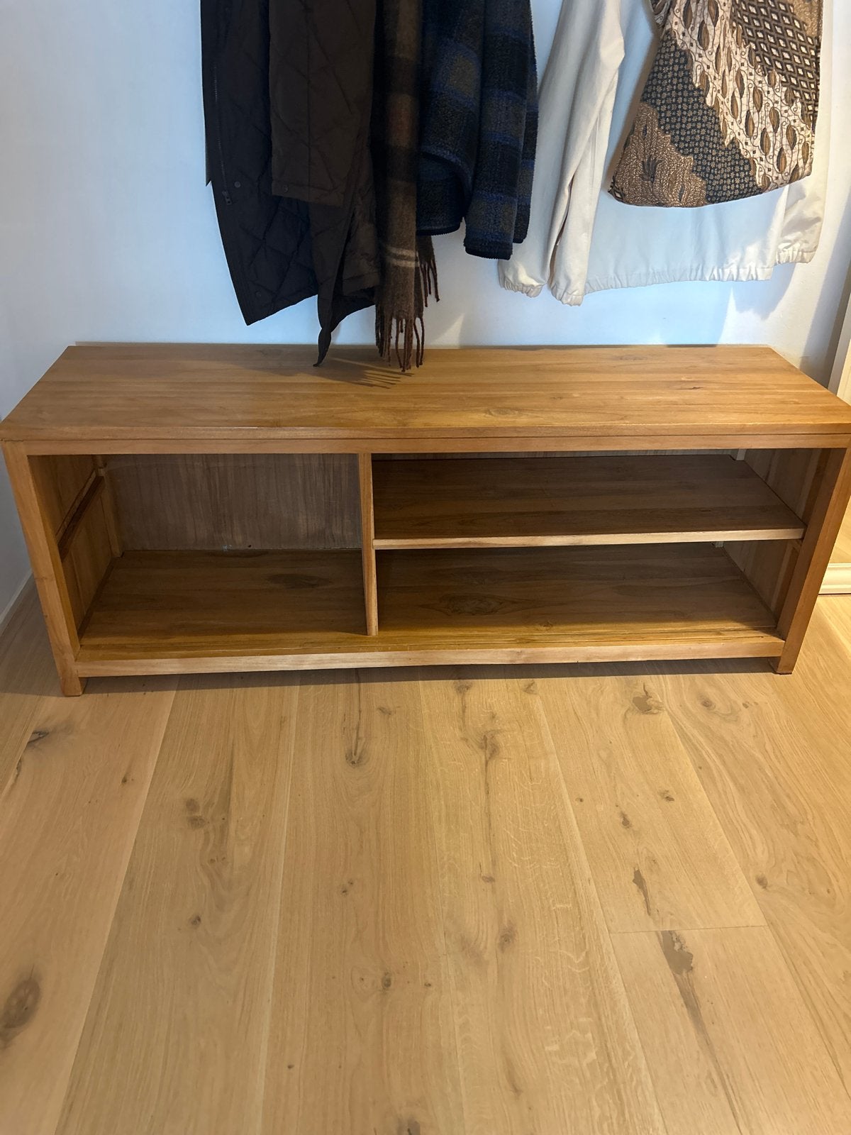 Houten TV meubel / Hal kast met schuifdeuren, Ophalen, Gebruikt, 100 tot 150 cm, Minder dan 100 cm