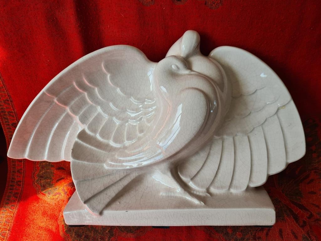Lejan koppel duiven. Art Deco craquele, Antiek en Kunst, Antiek | Keramiek en Aardewerk, Ophalen
