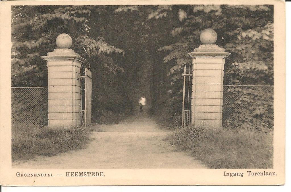 Groenendaal Heemstede  Ingang Torenlaan., Ophalen of Verzenden, 1920 tot 1940, Ongelopen, Noord-Holland