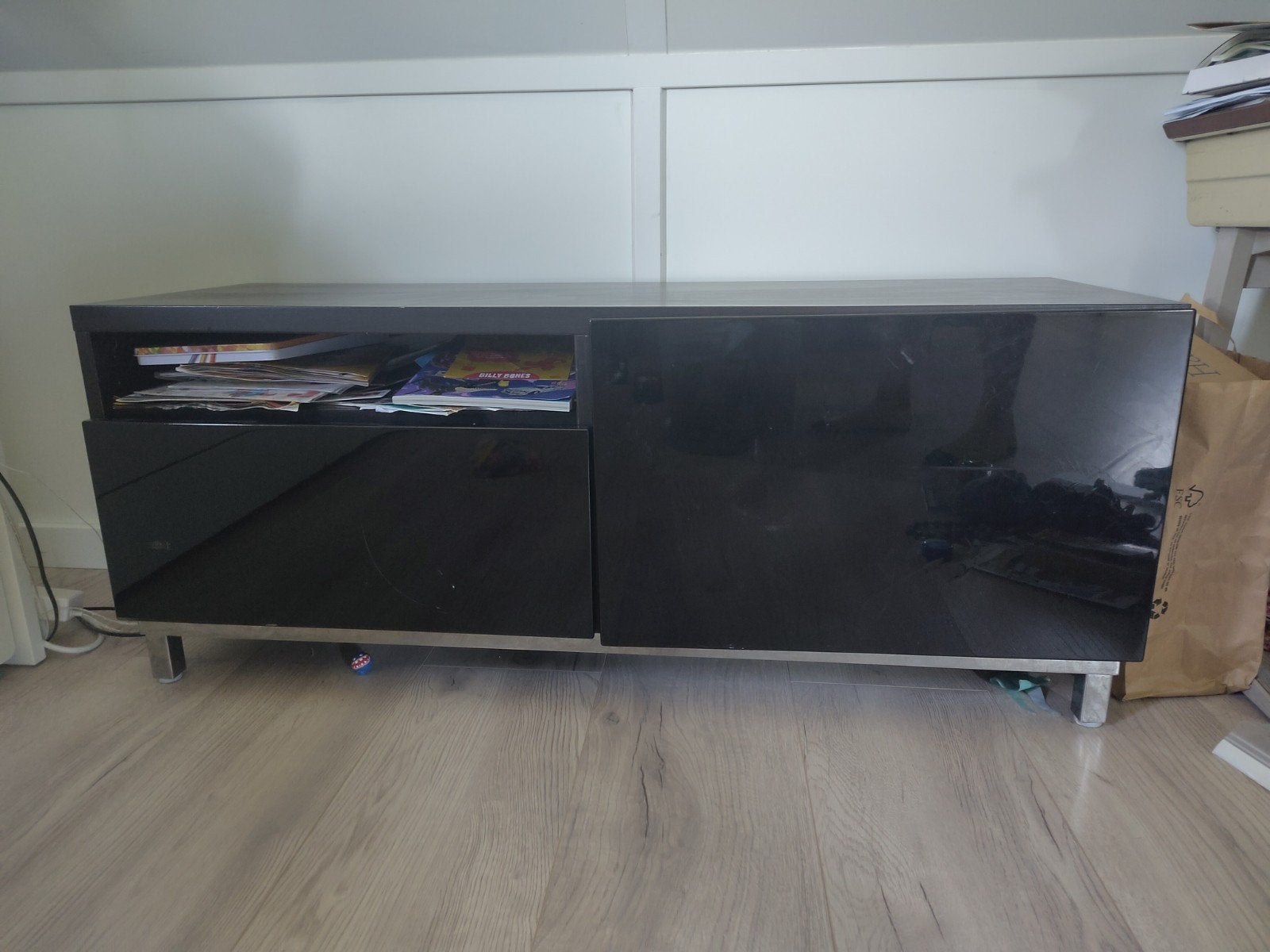 Ikea Besta TV meubel (2 onderkasten) hoogglans zwart, Huis en Inrichting, Ophalen, Gebruikt, 100 tot 150 cm, Minder dan 100 cm