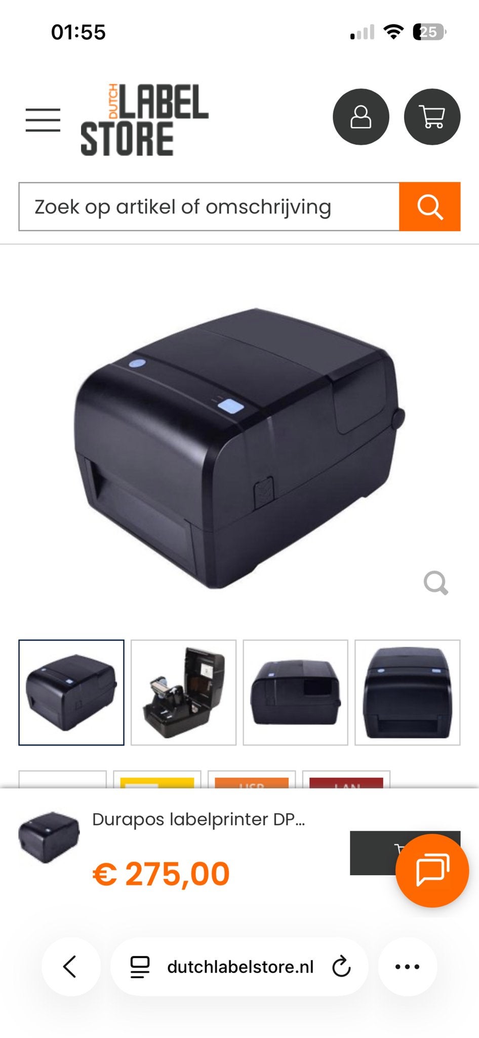 Durapos DPL-820 Labelprinter - LAN + USB - 203DPI, Ophalen, Zo goed als nieuw, Etiket