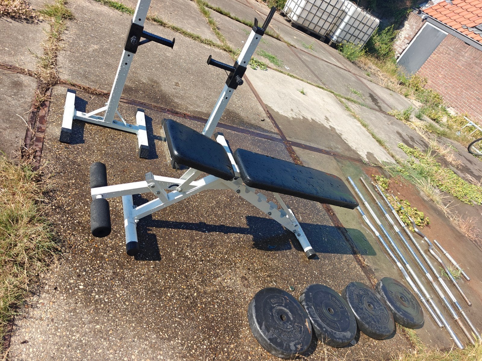 Complete Fitness Set: Bank, Halters, Gewichten & Stangen, Sport en Fitness, Fitnessmaterialen, Ophalen of Verzenden, Gebruikt