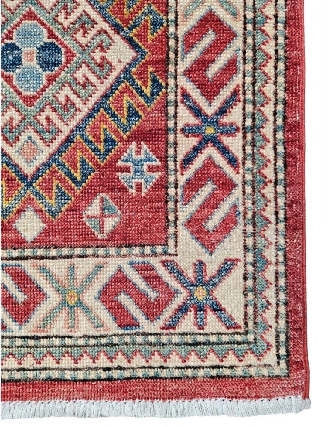 Handgeknoopt oosters wol Kazak tapijt loper koraal 64x205cm, Oosters, Vintage, Traditioneel, 200 cm of meer, Www.hypepopup.nl