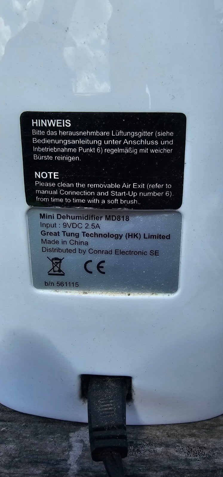 Conrad Mini Luchtontvochtiger MD818 - Compact en Efficiënt, Ophalen