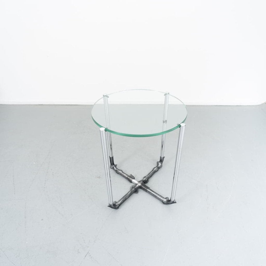 Gispen 413 Bijzettafel Rond Glas Ø50 cm - Chroom, Niet ingevuld, Nieuw, Niet ingevuld, Niet ingevuld