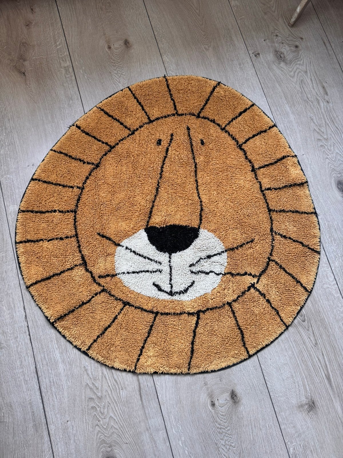 Tapis Petit wasbaar vloerkleed leeuw kinderkamer, Ophalen, Bruin, Rond, 50 tot 100 cm