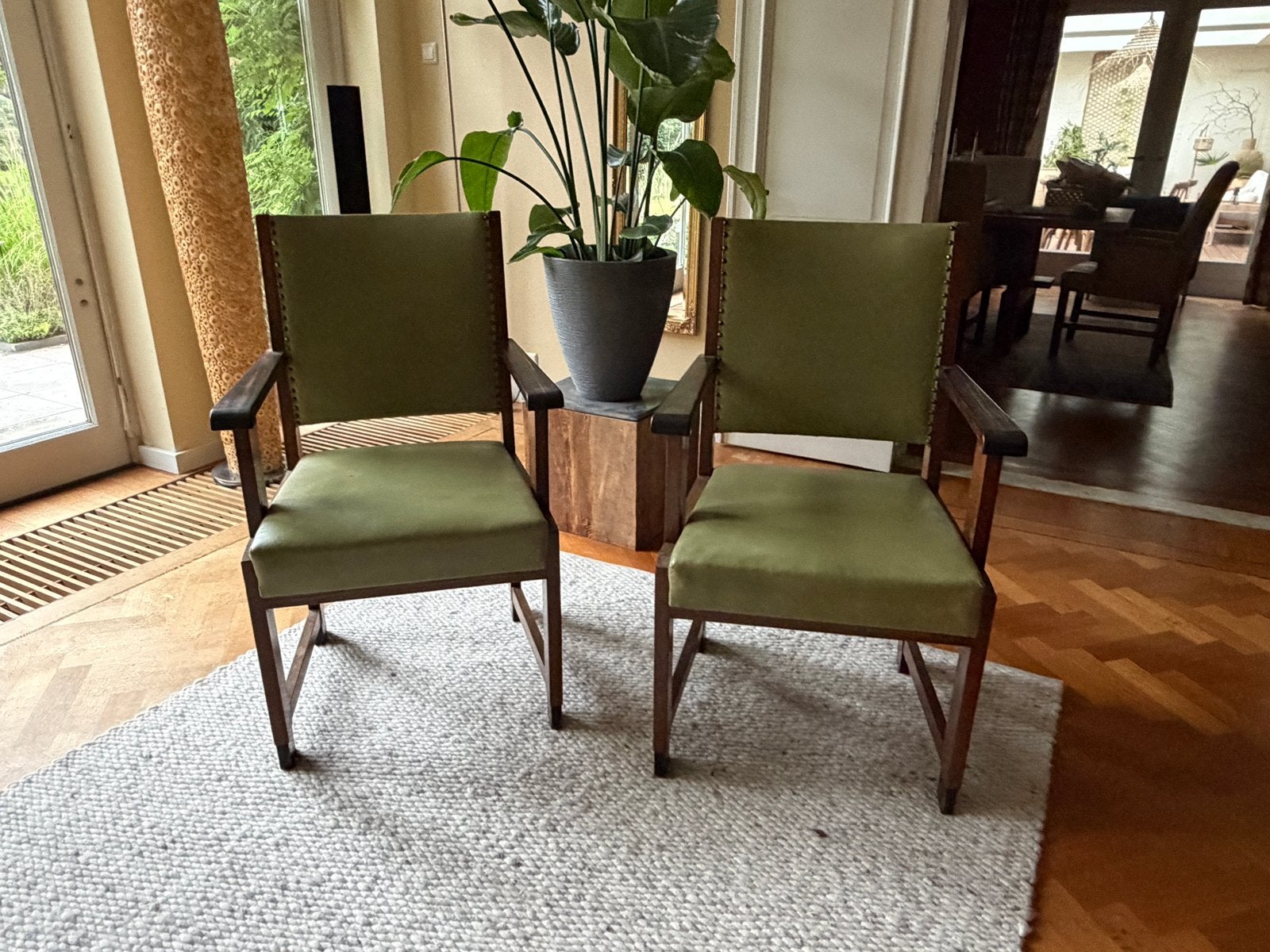 Amsterdamse school stoelen, set van twee, Huis en Inrichting, Ophalen, Gebruikt, Twee, Bruin