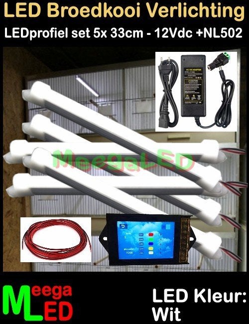 LED profiel strip NL502 SET 5x 33cm Broedkooi Kweekkooi, Ophalen of Verzenden, Nieuw, Aluminium, Broedkooi of Kweekkooi
