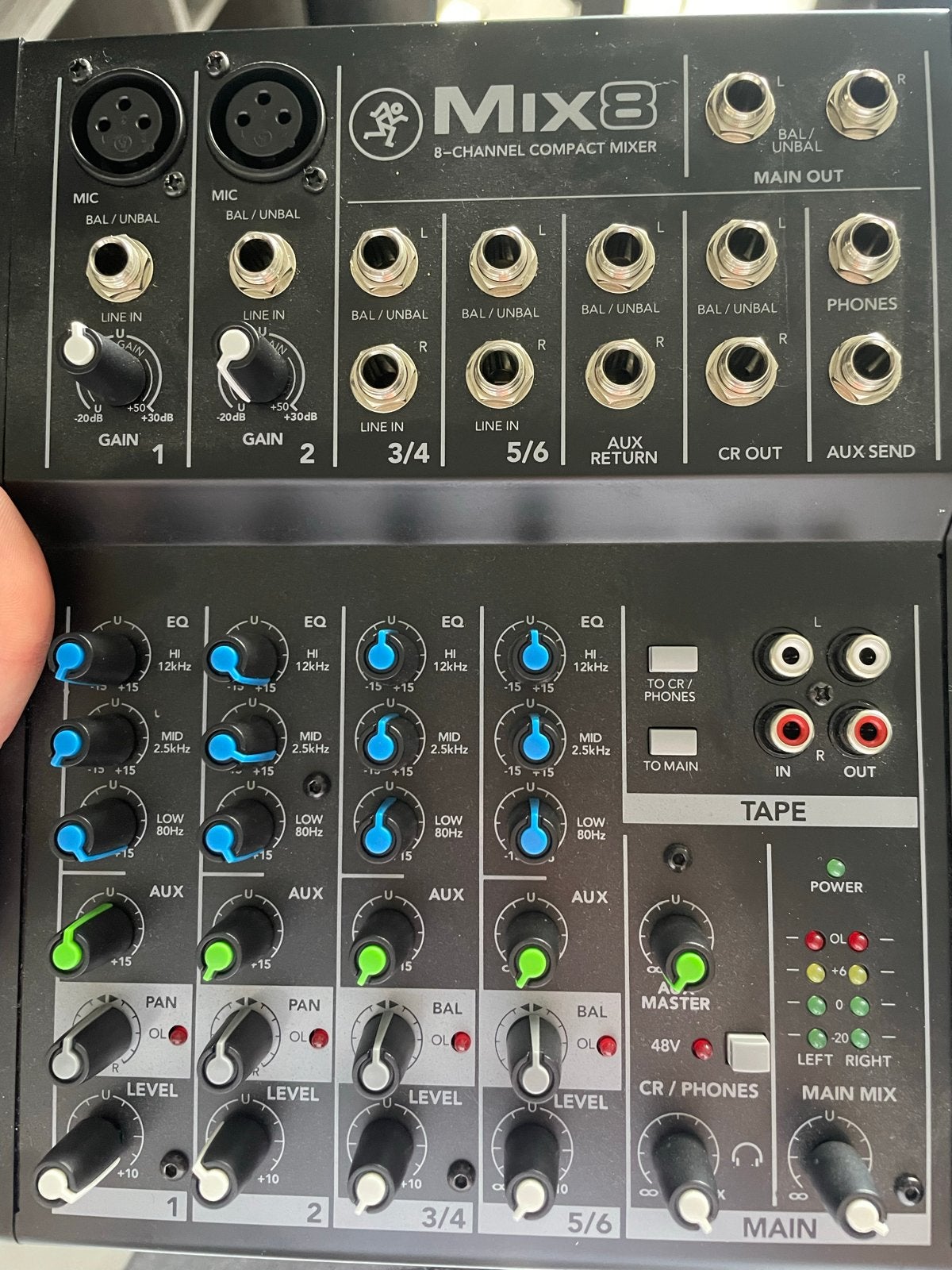 Compacte 8-kanaals mixer met originele doos, Ophalen of Verzenden, Zo goed als nieuw, 5 tot 10 kanalen, Microfooningang