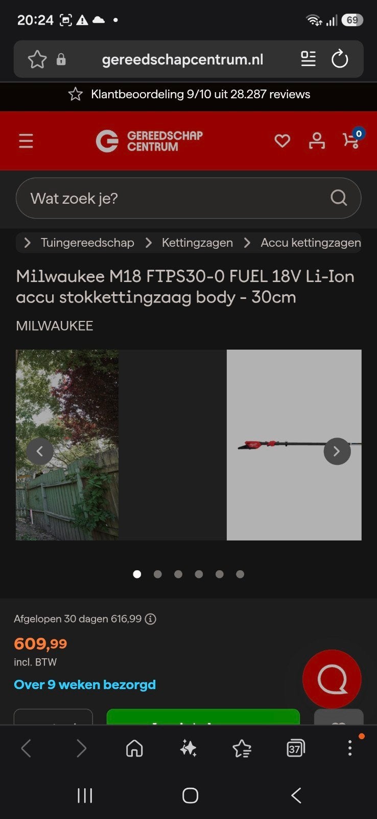 Milwaukee M18 FTPS30-0 FUEL Accu Stokkettingzaag - 30cm, Ophalen of Verzenden
