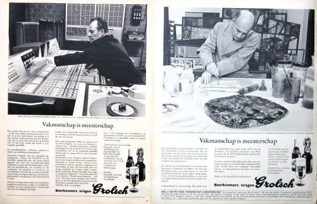 15 vintage advertenties reclames Grolsch bier 57-70 biertje, Ophalen of Verzenden, Gebruikt, Reclamebord, Plaat of Schild, Grolsch