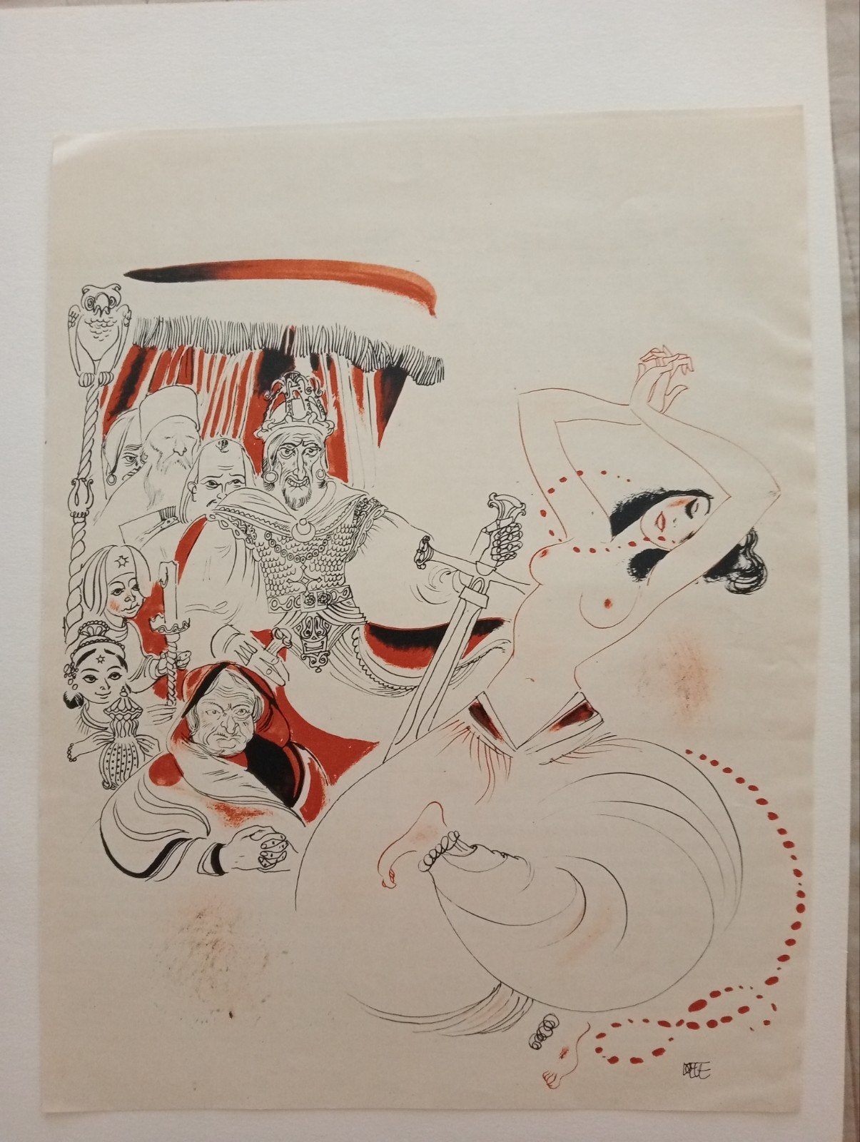 Prent 1935 Danseres naakt erotiek, Ophalen of Verzenden