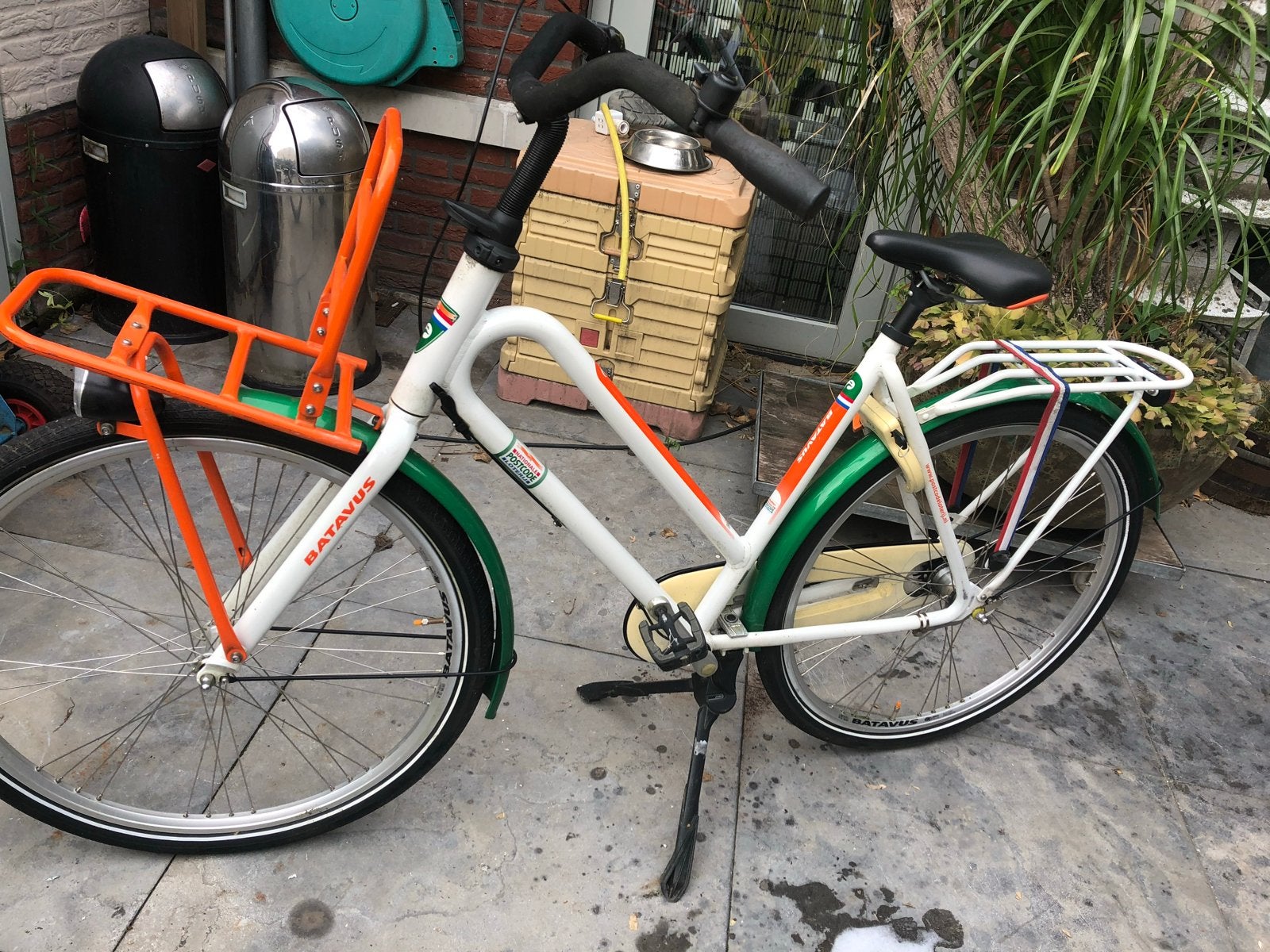 Batavus transportfiets - Wit/Oranje/Groen, Terugtraprem, Versnellingen, Batavus, Ophalen of Verzenden