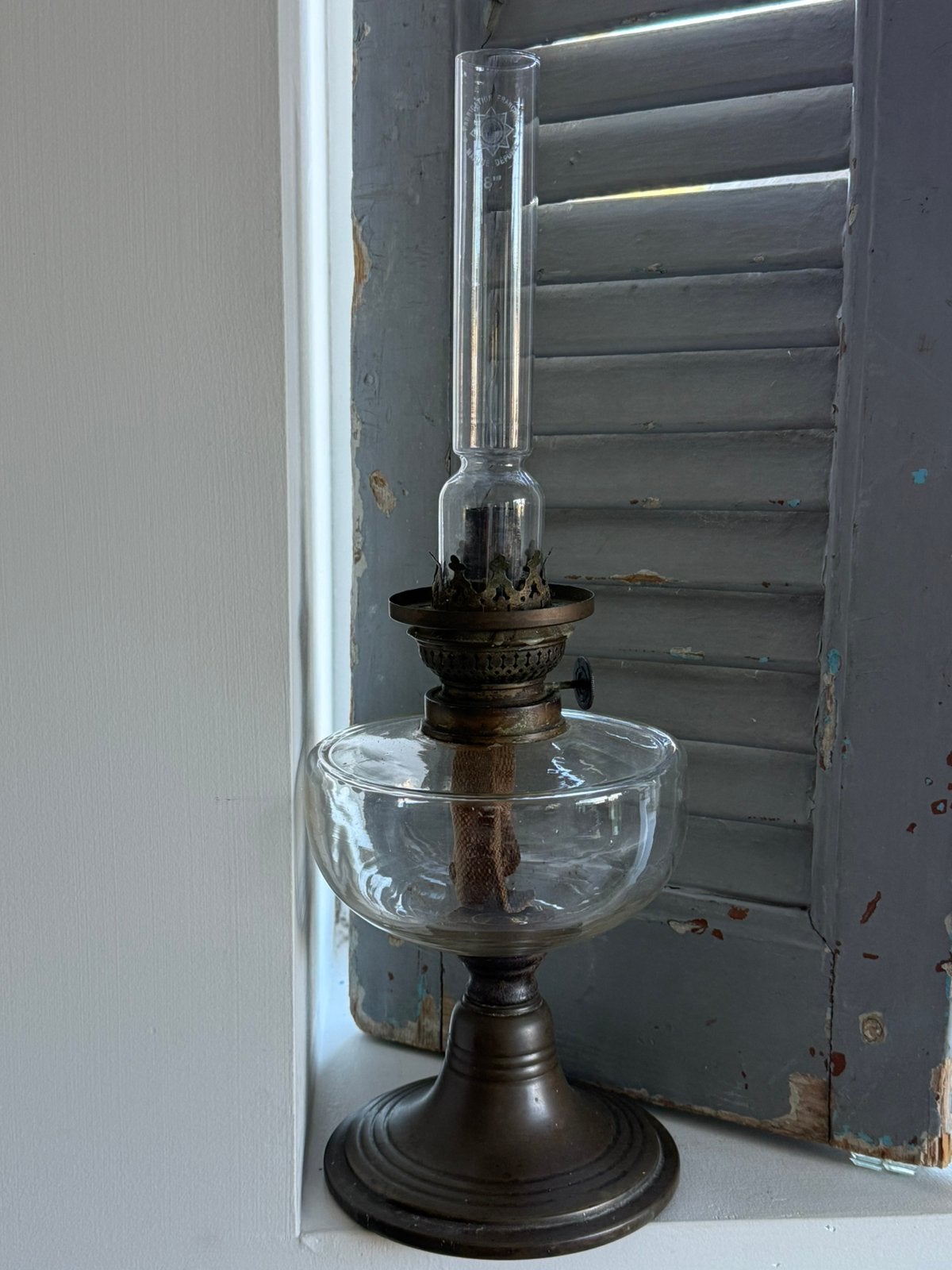 Antieke Franse olielamp - ca. 40 cm hoog, Ophalen of Verzenden