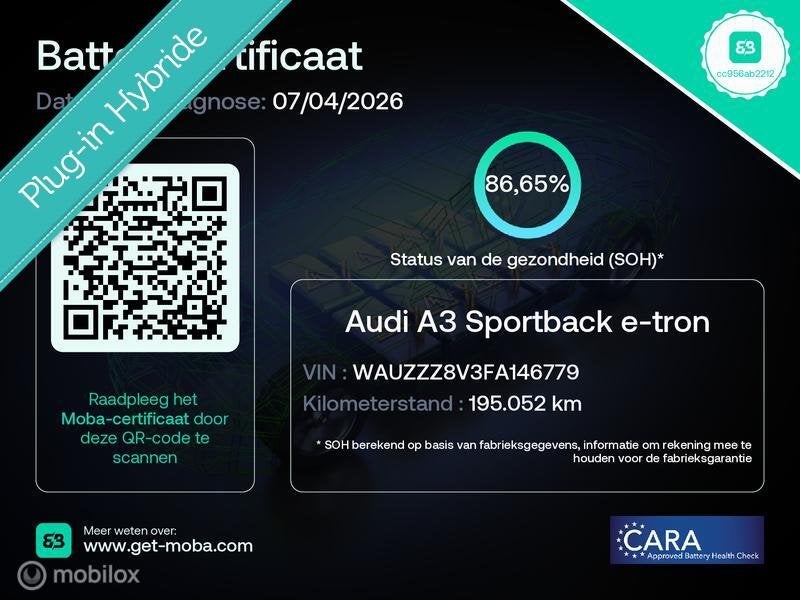 Audi A3 Sportback 1.4 e-tron PHEV - nl auto - 2e eigenaar, Gebruikt, Euro 6, 4 cilinders, Wit