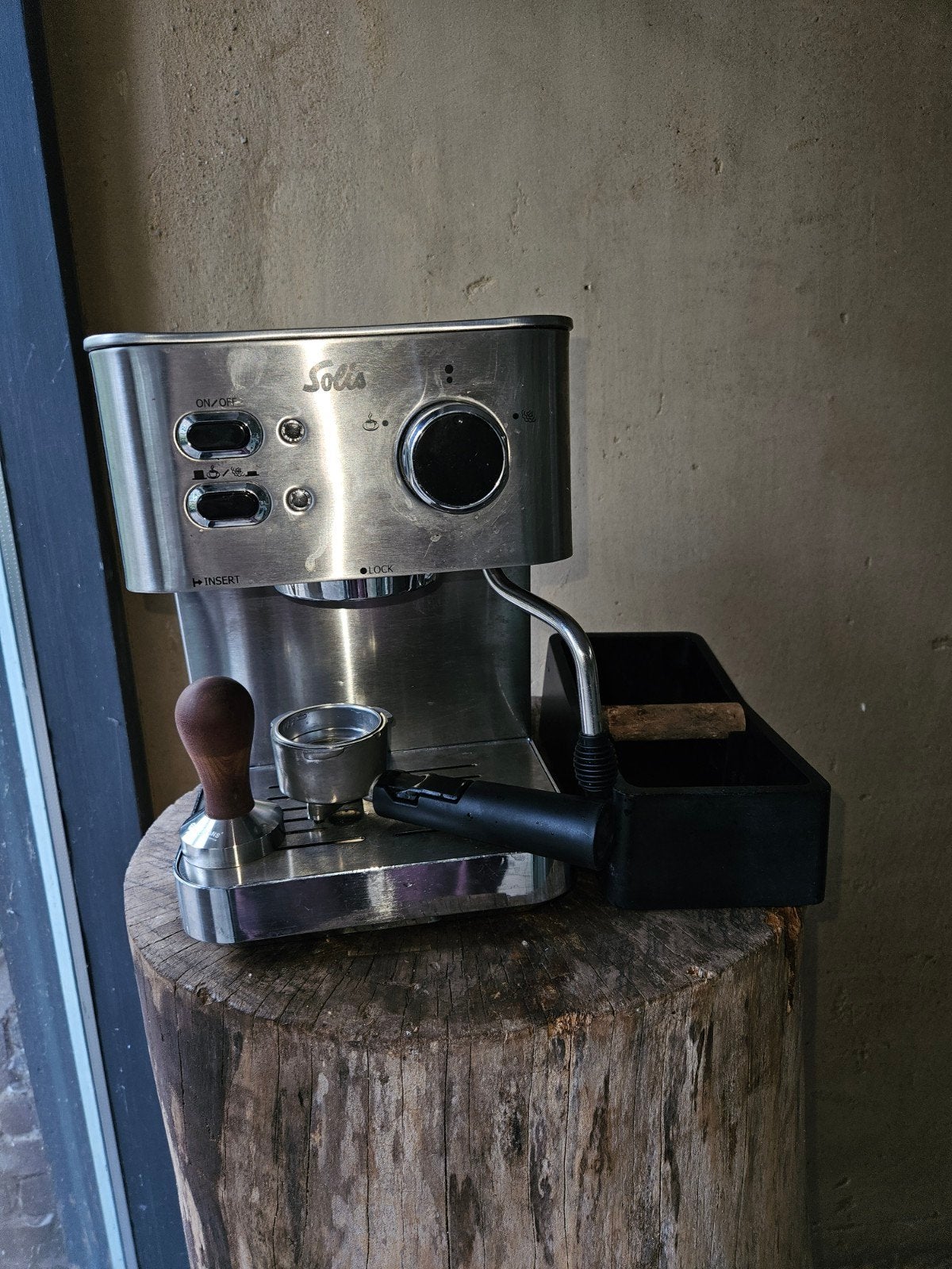 Solis Koffiemachine met Stoompijpje voor Melkschuim, Ophalen, Gebruikt, Espresso apparaat, Gemalen koffie
