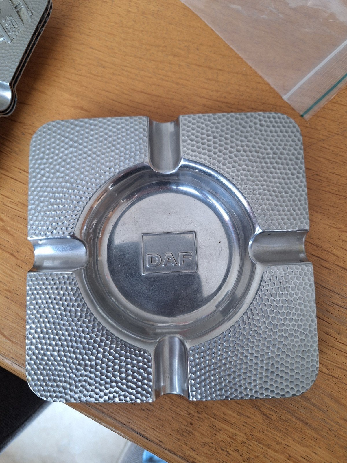 Vintage DAF asbak jaren '60/'70 - Metaal 15x15 cm, Ophalen of Verzenden
