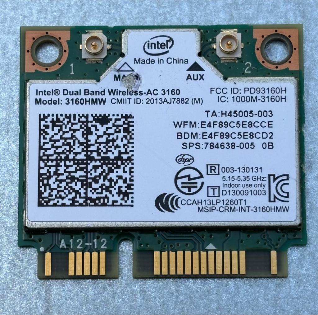 Intel Dual Band Wireless-AC 3160 WiFi Kaart (3160HMW), Ophalen of Verzenden, Zo goed als nieuw, Intern
