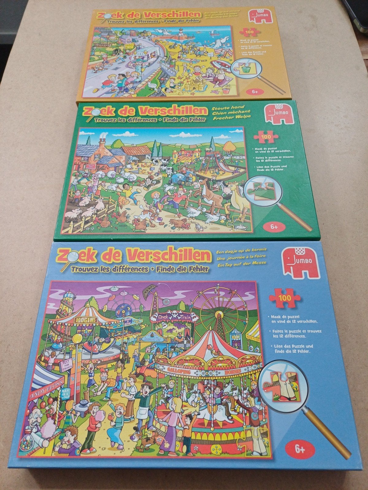 3x Zoek de Verschillen Puzzels - Stevig & Compleet, Ophalen of Verzenden, Meer dan 50 stukjes, Zo goed als nieuw