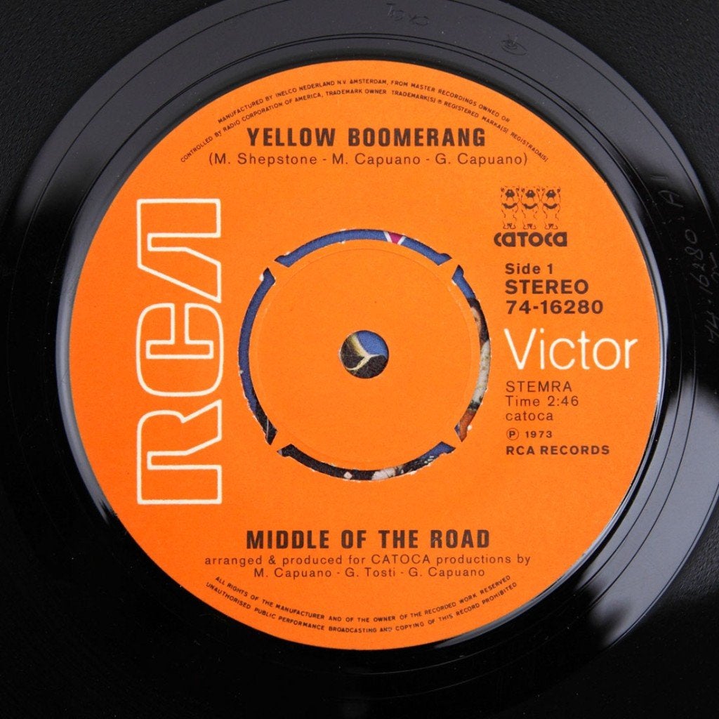 YELLOW BOOMERANG Middle Of The Road POP HIT 1973, Verzenden, 7 inch, Zo goed als nieuw, Pop