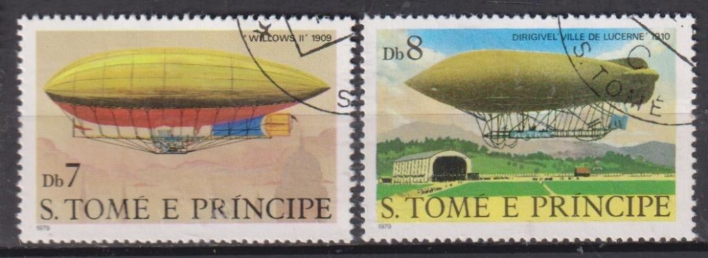 S. Tome E Principe 1979 Zeppelin's, Verzenden, Gestempeld, Vliegtuigen