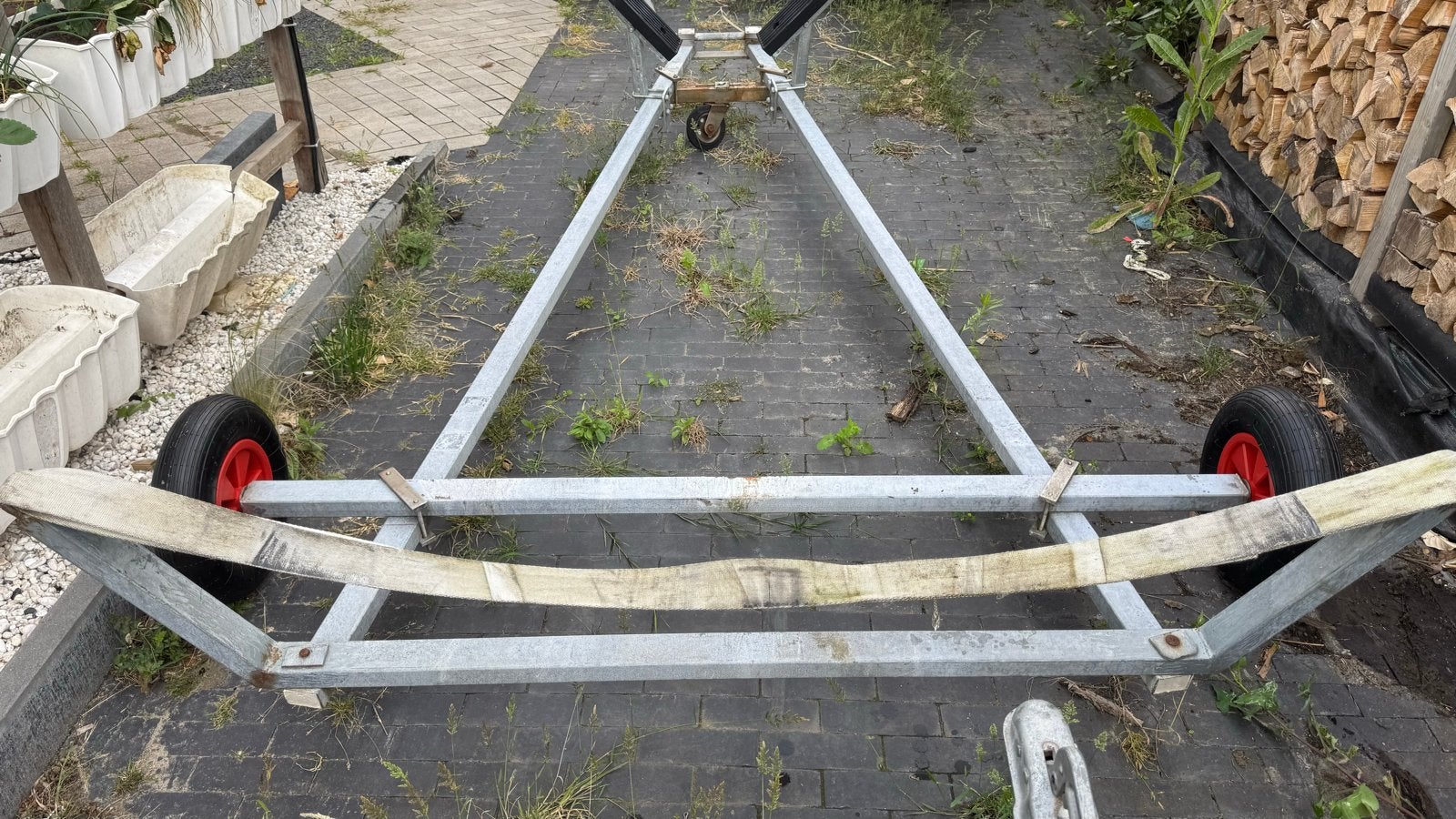 Handtrailer/haventrailer/waltrailer voor kleine boten, Watersport en Boten, Ophalen, Gebruikt, Zeilboot