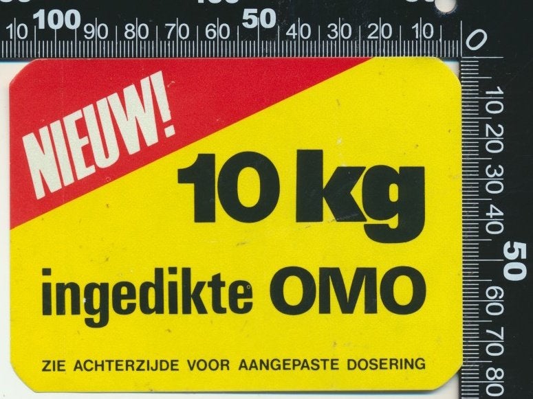 Sticker: Omo - Ingedikt, Verzamelen, Ophalen of Verzenden, Zo goed als nieuw, Bedrijf of Vereniging