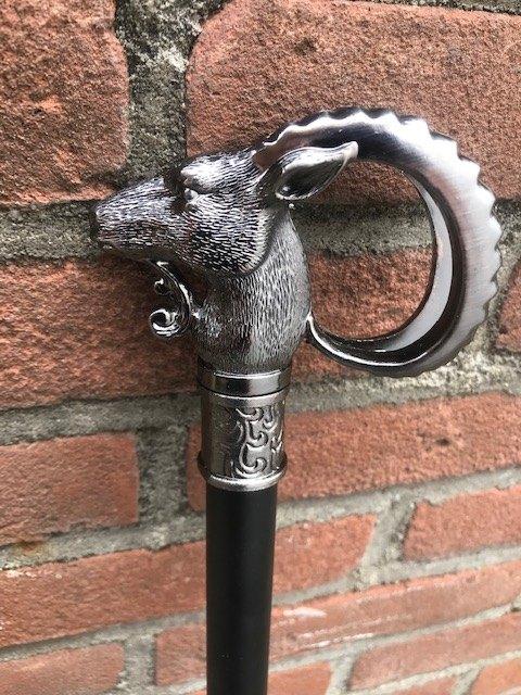 mooie metalen wandelstok, gemzenkop, Ophalen of Verzenden, Zo goed als nieuw